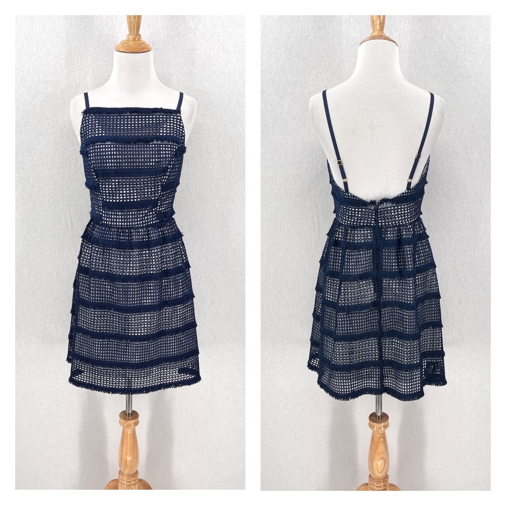ANTHROPOLOGIE Hutch Crochet Dress Womens 0 Navy Blue Sleeveless Lace NWOT - Picture 1 of 15